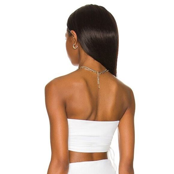 L*Space Kim Tube Top in White Size Medium NWT Strapless Ruched Sides - Picture 3 of 8